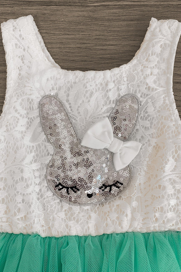 Mint Sequin Bunny Tutu Dress - Sparkle in Pink
