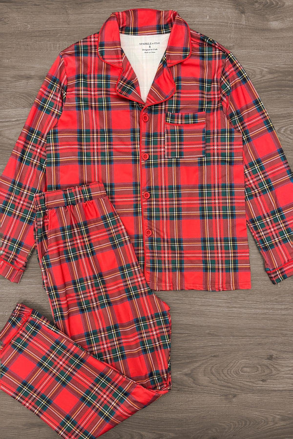 Red & Green Plaid Family Pajama Set - AND PET BANDANA!