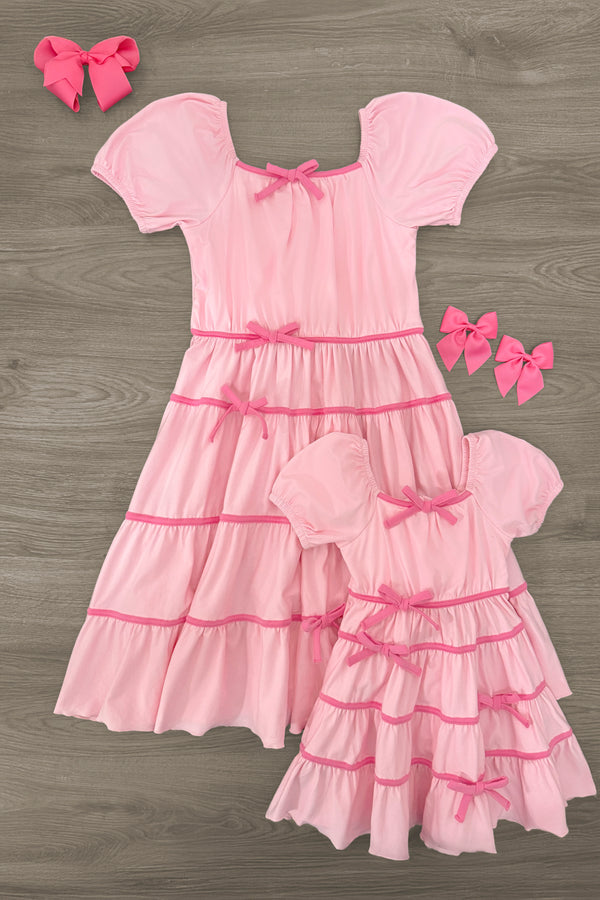 pink frilly dresses Confte - Clara Ruffle Tier Maxi Wedding Guest Dress this dress provides a luxurious feel that is both breathable and easy to care for Mom & Me - Pink