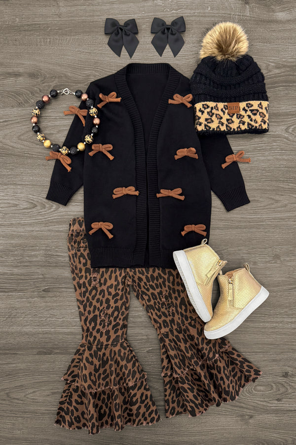 Black & Brown Bow Cardigan