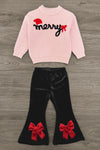 "Merry" Knit Sweater Velvet Flare Pant Set | Sparkle in Pink
