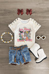 "She Kinda Buck Wild" Denim Short Set - Sparkle in Pink