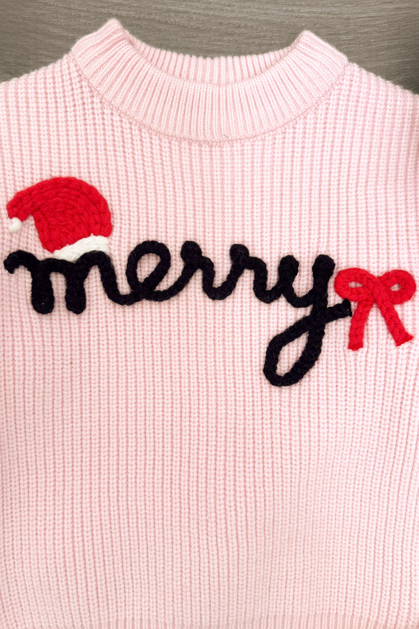 "Merry" Knit Sweater Velvet Flare Pant Set | Sparkle in Pink