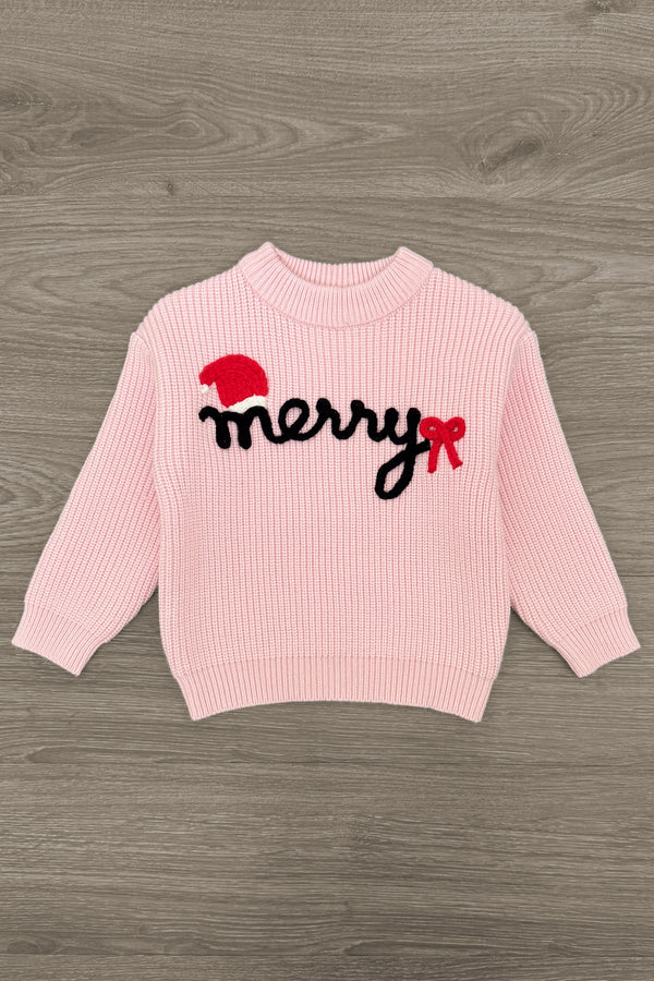 "Merry" Knit Sweater Velvet Flare Pant Set | Sparkle in Pink