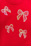 Red Sequin Bow Sweater Legging Set | Sparkle in Pink