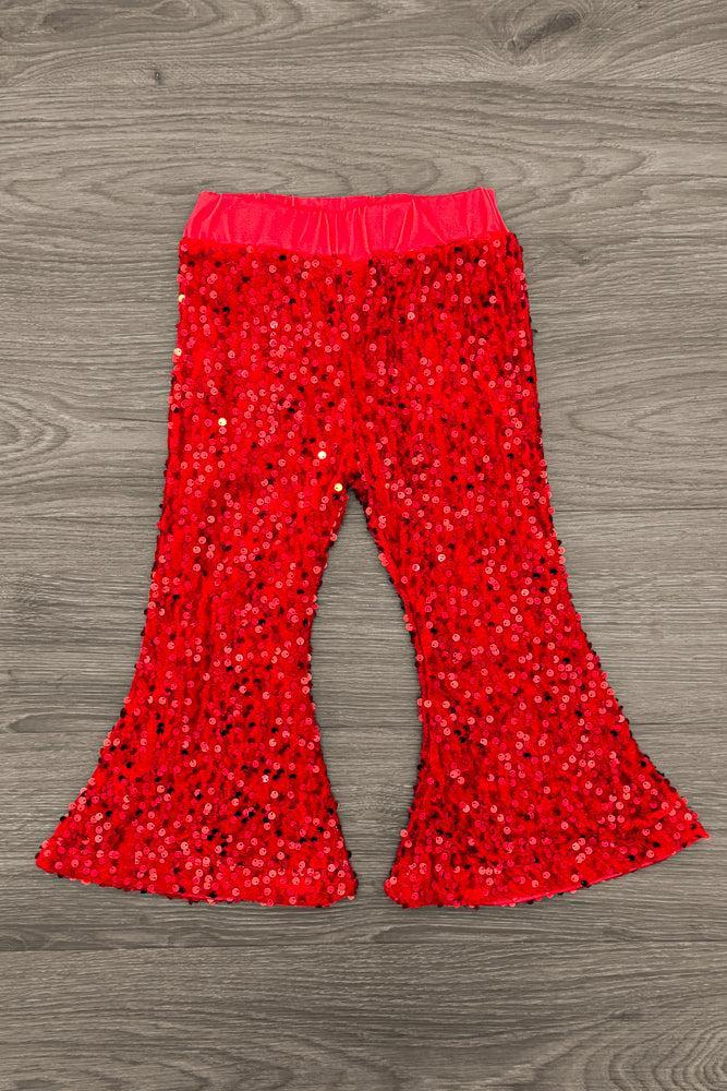 "Merry" Knit Sweater Red Sequin Flare Set
