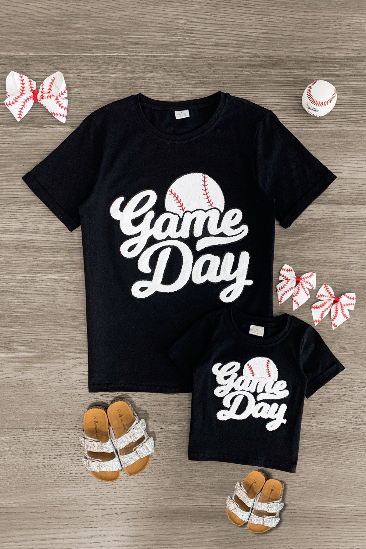 Mom & Me - "Game Day" Chenille Patch Top - Sparkle in Pink