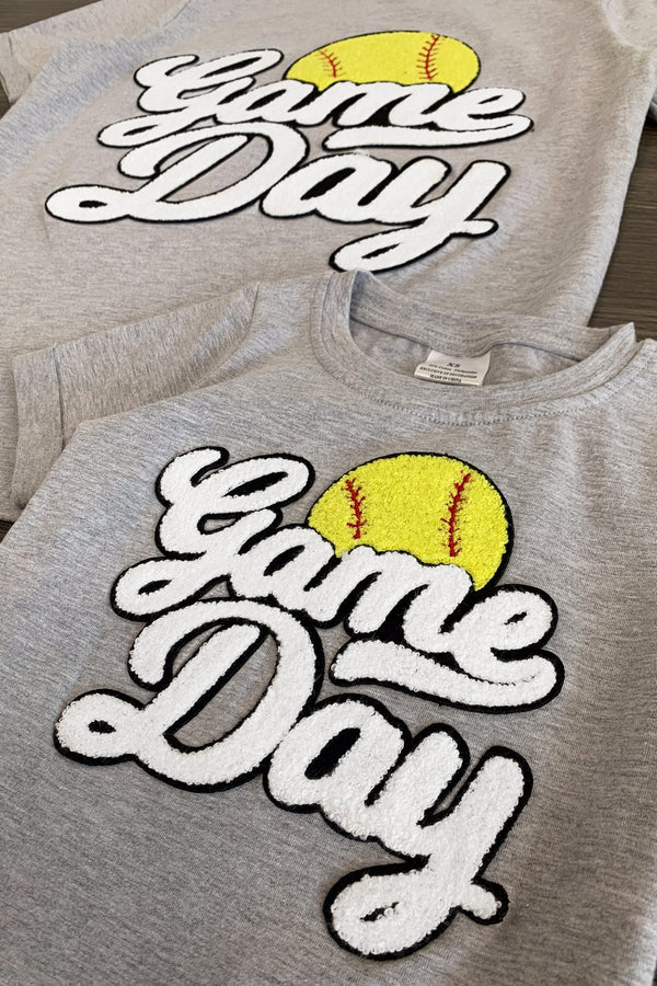 Mom & Me - "Game Day" Chenille Patch Top - Sparkle in Pink