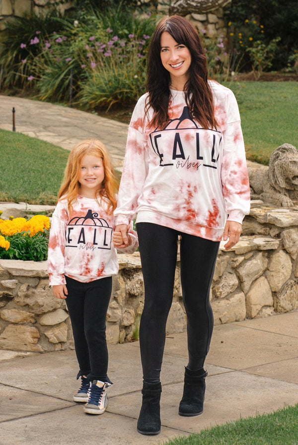 Mom & Me - "Fall Vibes" Tie Dye Top - Sparkle in Pink
