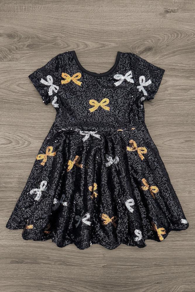 Silver & Gold Sequin Bow Dress