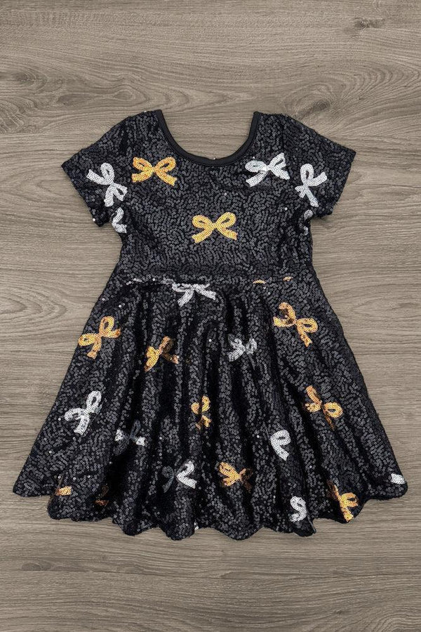 Silver & Gold Sequin Bow Dress