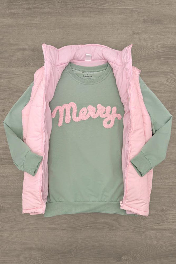 Mom & Me - "Merry" Pastel Puffer Vest Set