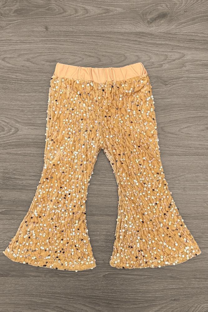 "Happy New Year" Gold Sequin Flare Set