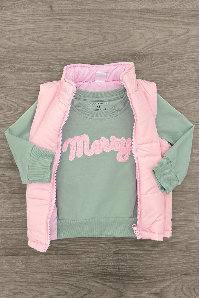 Mom & Me - "Merry" Pastel Puffer Vest Set