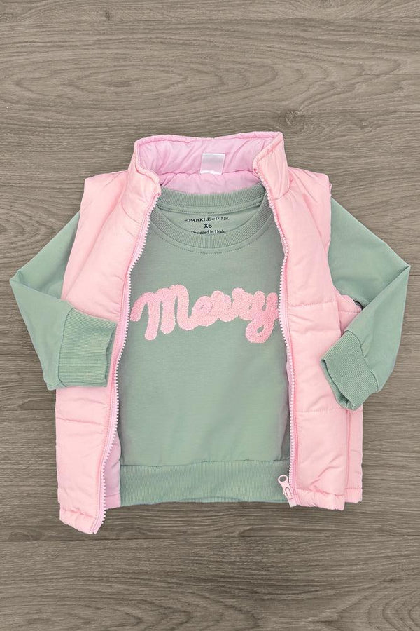 Mom & Me - "Merry" Pastel Puffer Vest Set