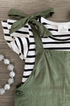 Olive Green Stripe Romper Set - Sparkle in Pink
