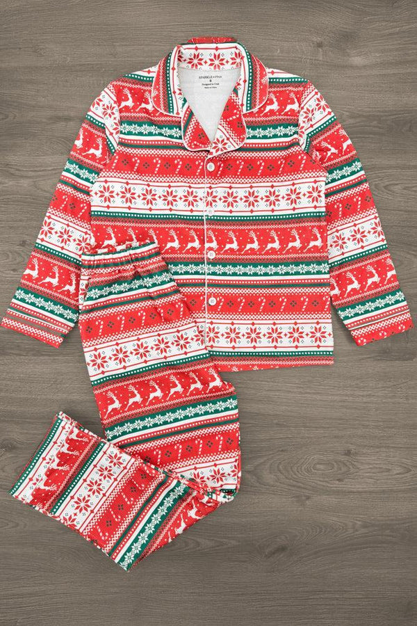 Red Nordic Family Pajama Set - AND PET BANDANA!