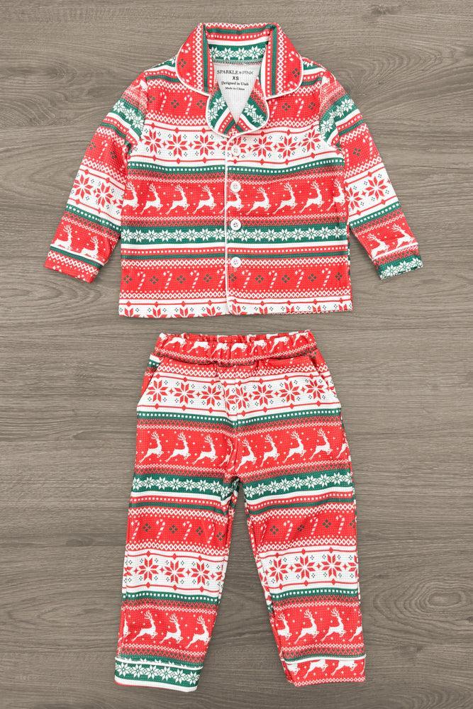 Red Nordic Family Pajama Set - AND PET BANDANA!