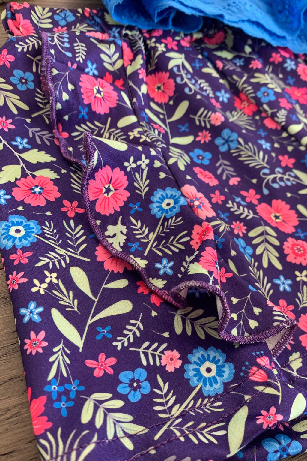 Blue & Purple Floral Short Set - Sparkle in Pink