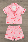 Mom & Me - Pink Cherry Waffle Knit Pajamas