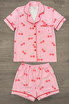 Mom & Me - Pink Cherry Waffle Knit Pajamas