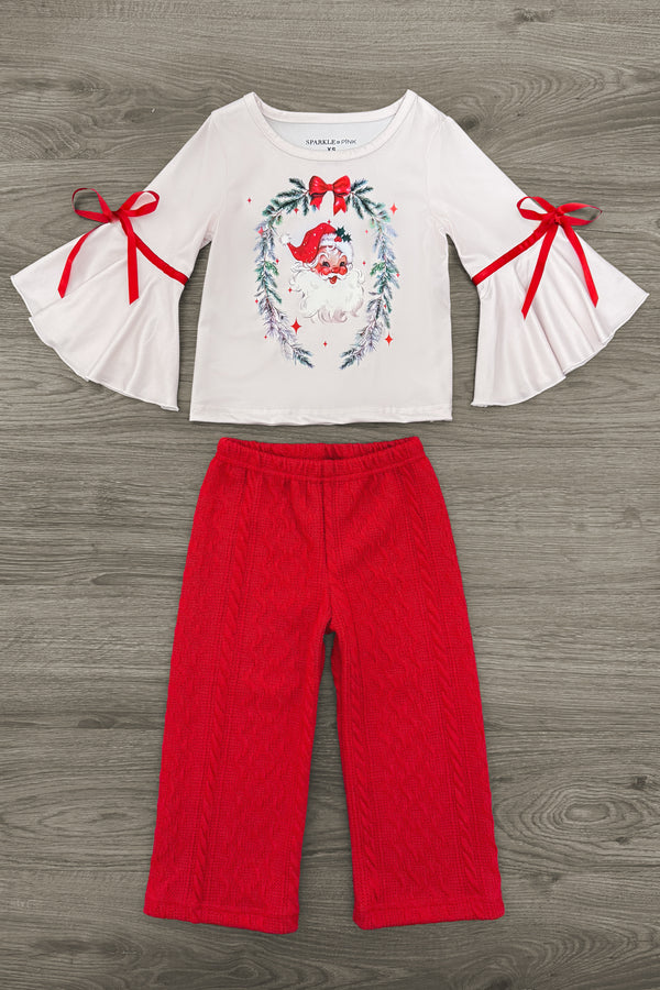 Red Cable Knit Santa Pant Set