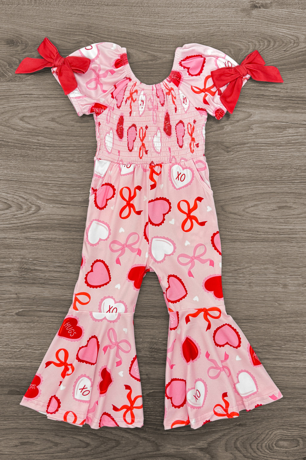 Pink Hearts & Bows Bell Bottom Jumpsuit