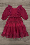 Mom & Me - Burgundy Swiss Dot Dress