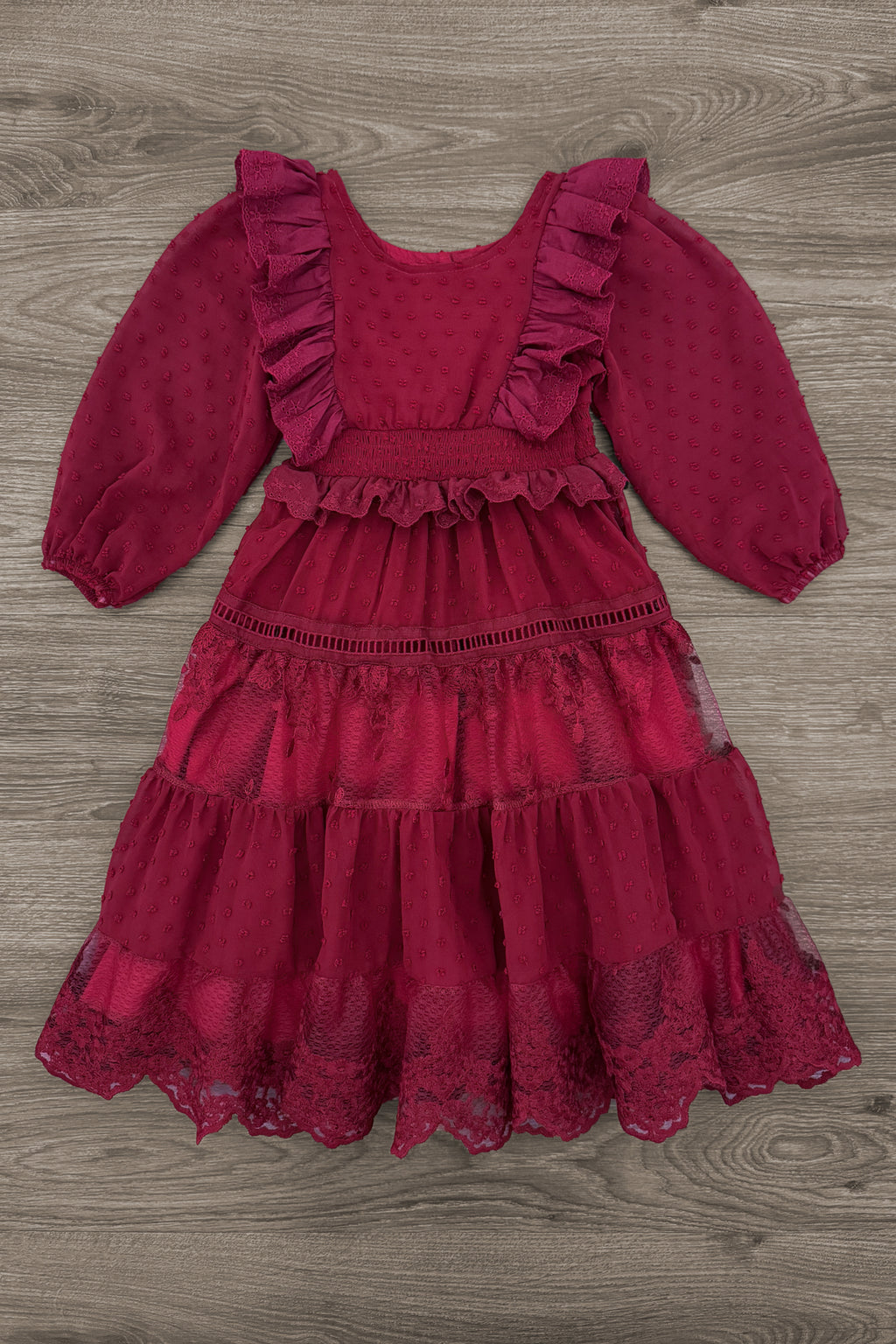 Mom & Me - Burgundy Swiss Dot Dress
