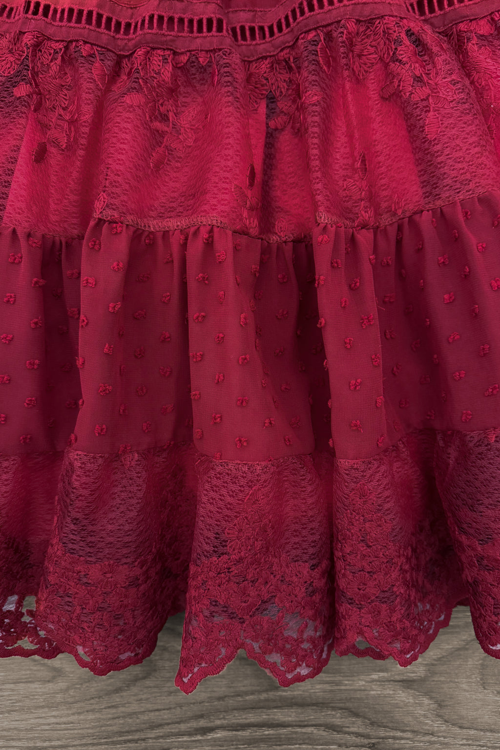 Mom & Me - Burgundy Swiss Dot Dress