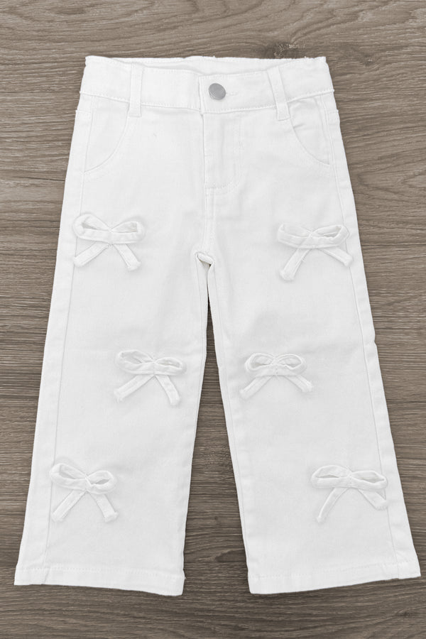 White Bow Denim Pants
