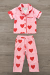 Mom & Me - Pink Heart Waffle Knit Pajamas