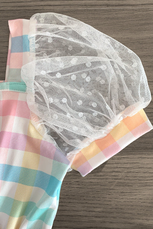 Pastel Rainbow Plaid Romper