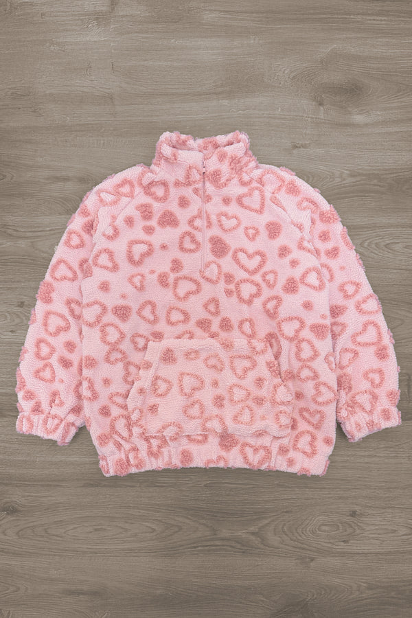 Mom & Me - Pink Heart Sherpa Pullover
