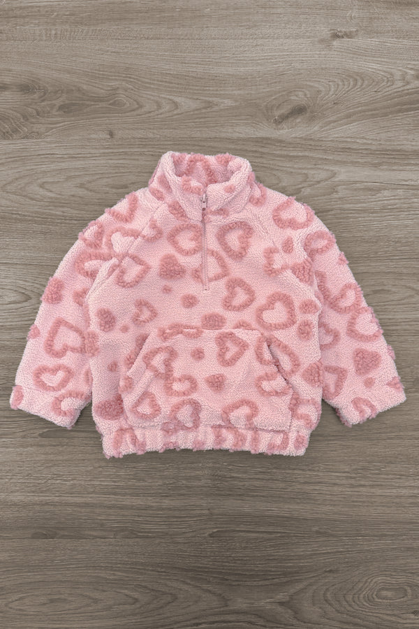 Mom & Me - Pink Heart Sherpa Pullover