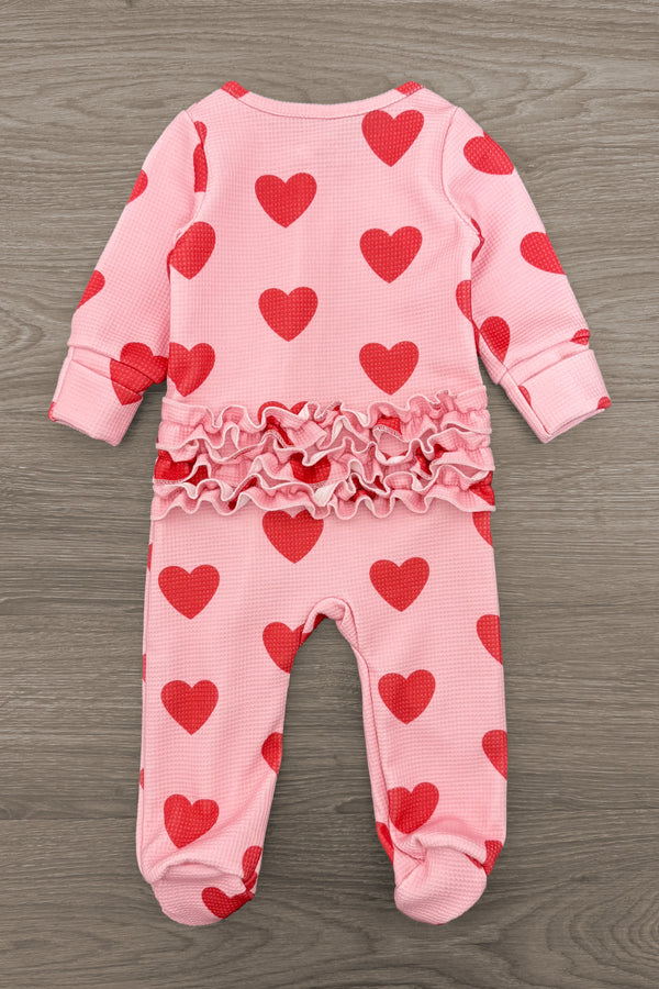 Mom & Me - Pink Heart Waffle Knit Pajamas