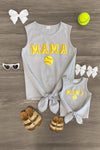 Mom & Me - "Mama & Mini" Gray Chenille Patch Top - Sparkle in Pink