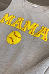 Mom & Me - "Mama & Mini" Gray Chenille Patch Top - Sparkle in Pink