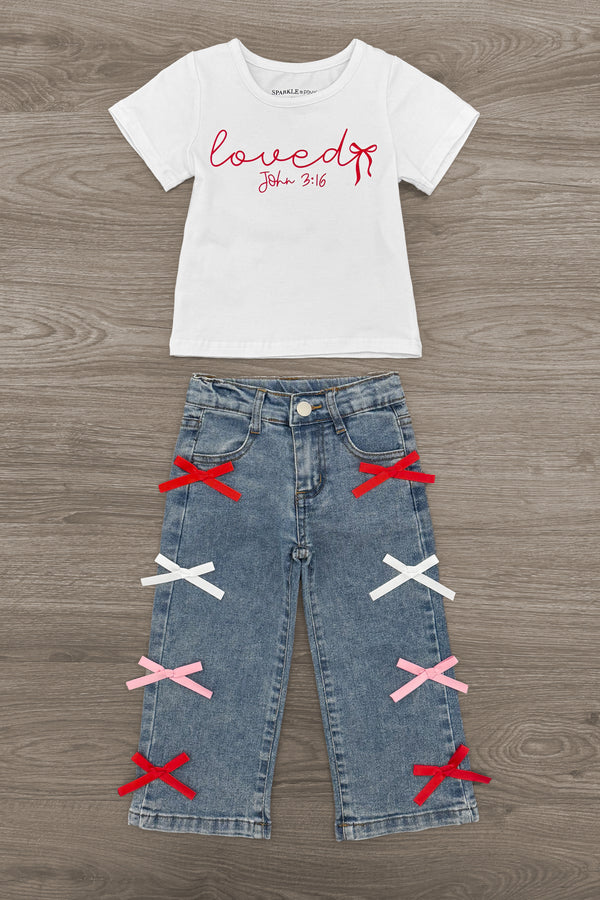 "Loved, John 3:16" Denim Pant Set