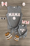 Mom & Me - "Mama & Mini" Gray Chenille Patch Top - Sparkle in Pink