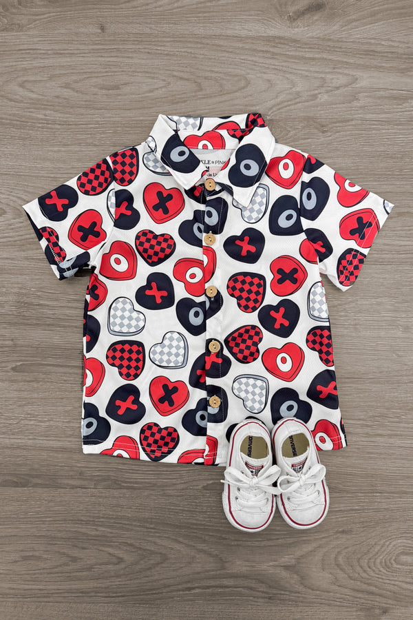 Candy Hearts Button Down Top