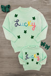 Mom & Me - "Lucky" Mint Knit Sweater