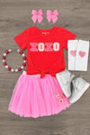 "XOXO" Glitter Tutu Skirt Set