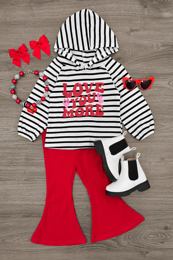 "Love You More" Red Flare Pant Set