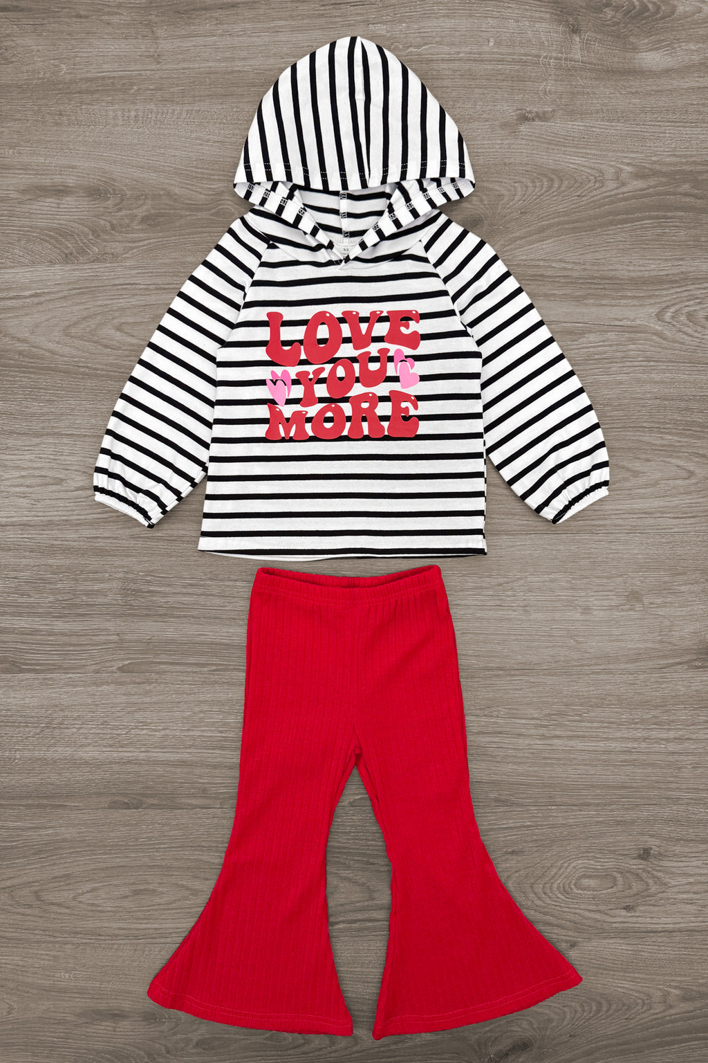 "Love You More" Red Flare Pant Set