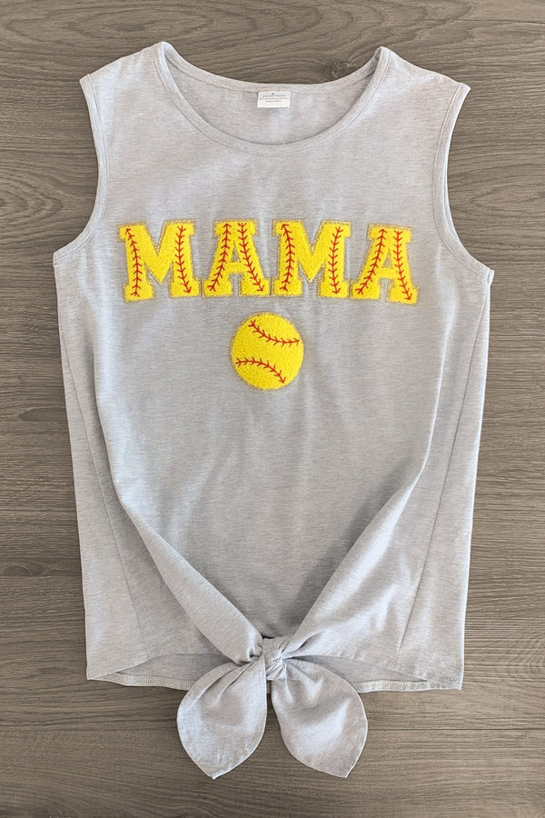Mom & Me - "Mama & Mini" Gray Chenille Patch Top - Sparkle in Pink