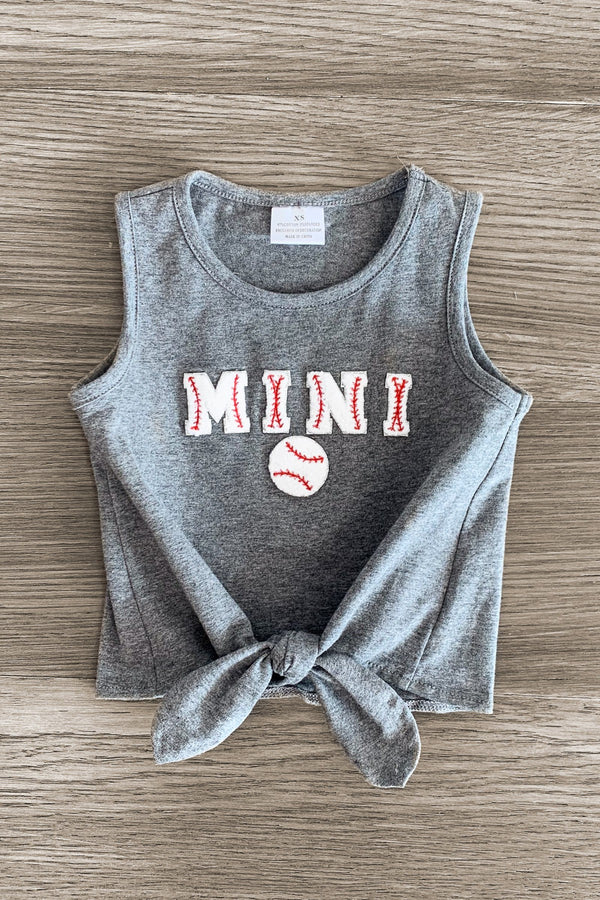 Mom & Me - "Mama & Mini" Gray Chenille Patch Top - Sparkle in Pink