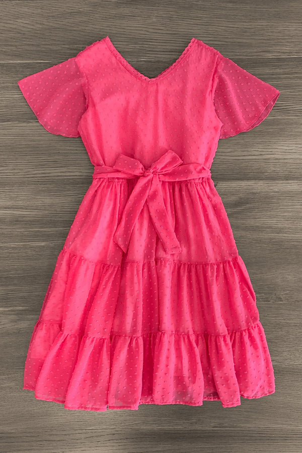 Mom & Me - Hot Pink Swiss Dot Dress - Sparkle in Pink