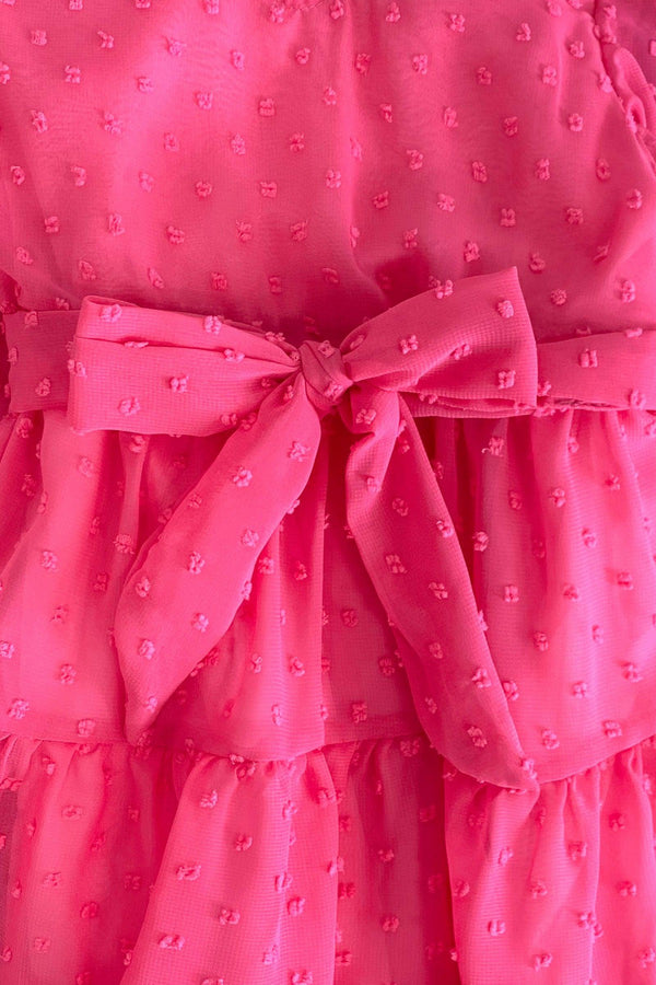 Mom & Me - Hot Pink Swiss Dot Dress - Sparkle in Pink