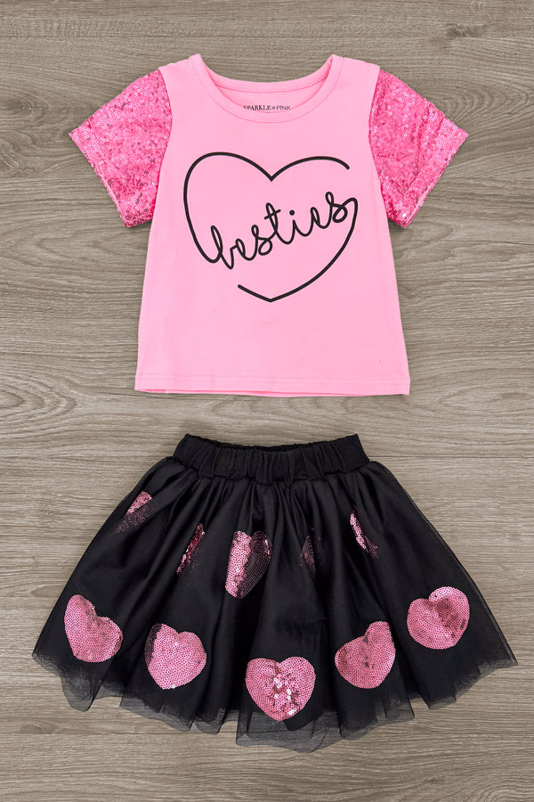 "Besties" Sequin Tutu Skirt Set
